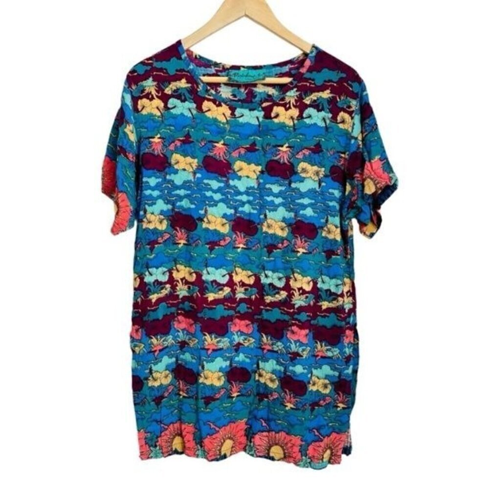 rainbow jo Hawaiian Print Dress Tropical Floral Size Medium